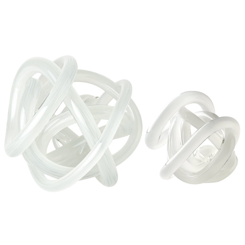 Blue Glass Knot Coastal Abstract Tabletop Decor, Set of 2, White