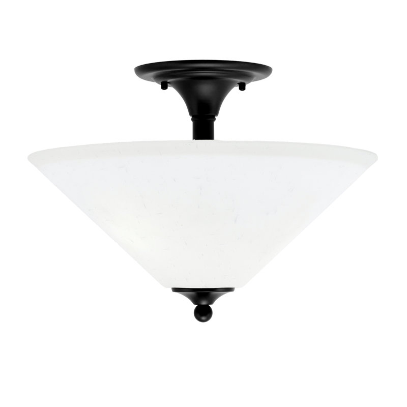 Mannheim Semi-Flush 2 Bulbs With Glass, White Muslin, Matte Black