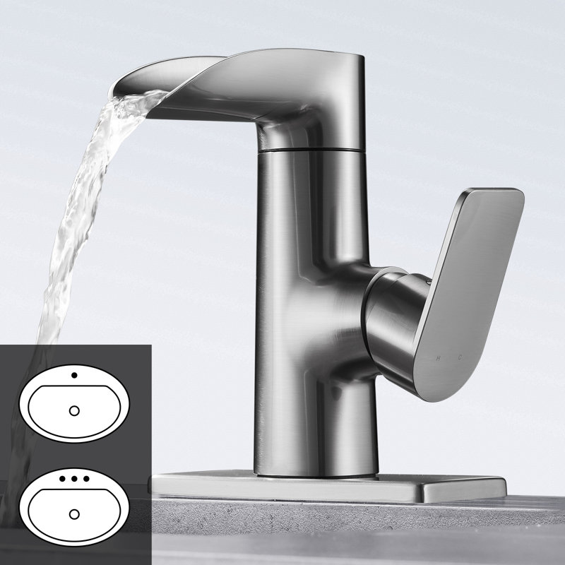 Waterfall Single Handle Single Hole Bathroom Faucet, Nickel