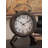Traditional Analog Metal Quartz Movement / Crystal Tabletop Clock with Alarm in Black