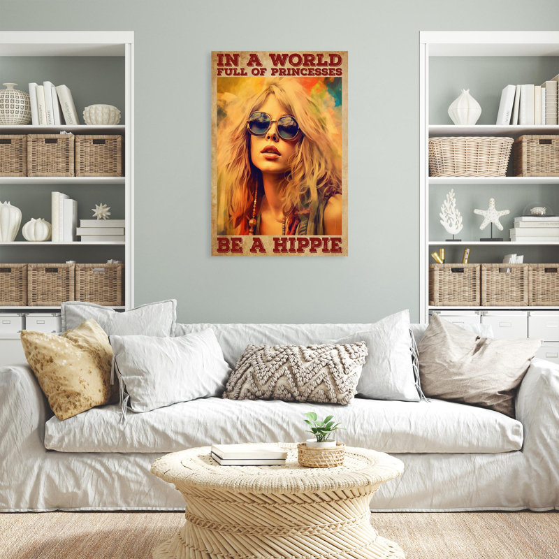 «Be a hippie», reproduction d'art graphique rectangle de 1 pièce Be a hippie, impression d'art graphique rectangulaire de 1 pièce sur toile tendue