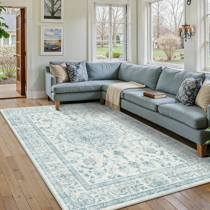 Tapis oriental lavable avec envers antidérapant Vicky, Rectangle 5 pi x 7 pi