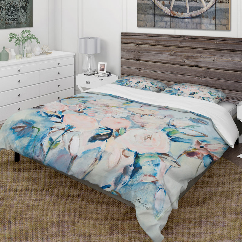 Farmhouse / Country Floral Duvet Cover, King Duvet Cover + 2 Shams