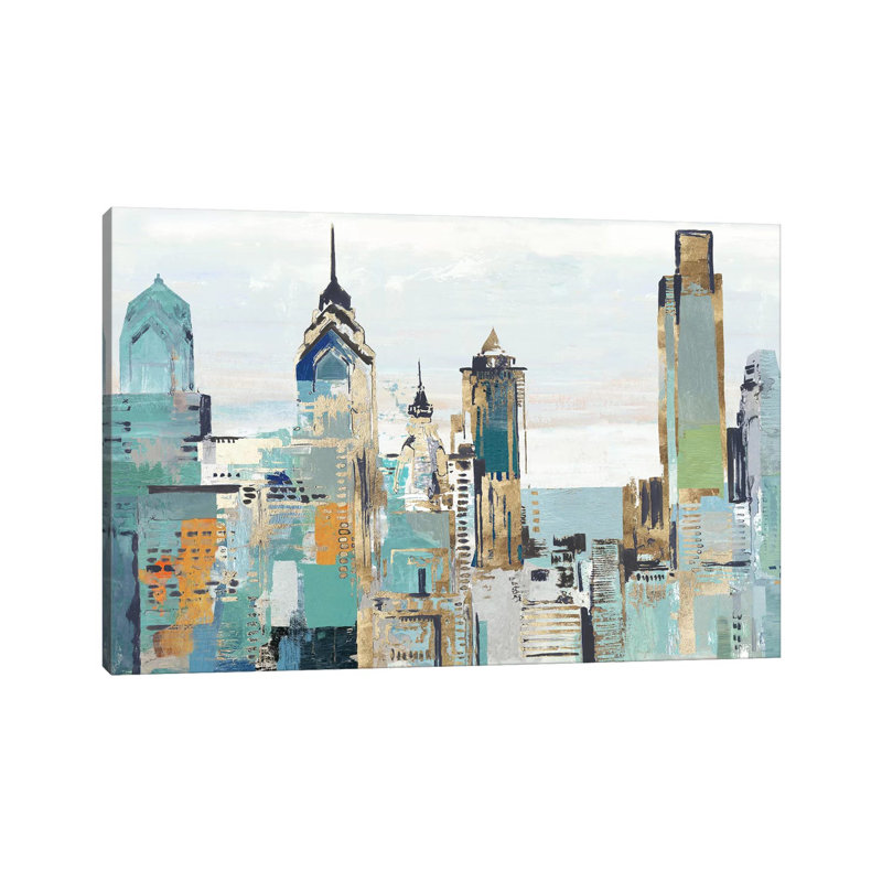 Teal City I by Allison Pearce - Wrapped Canvas Painting, 66.04 cm H x 45.72 cm W x 3.175 cm D