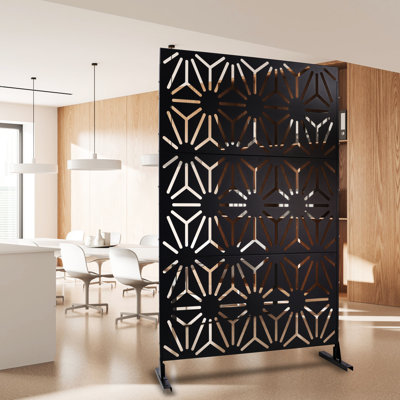 Metal Privacy Fence 76" H48" W - Freestanding For Patio, Garden. Black, , Rustproof Screen Outdoor & Indoor Use Black Versatile Garden, Lawn. Rustproof. Decorative