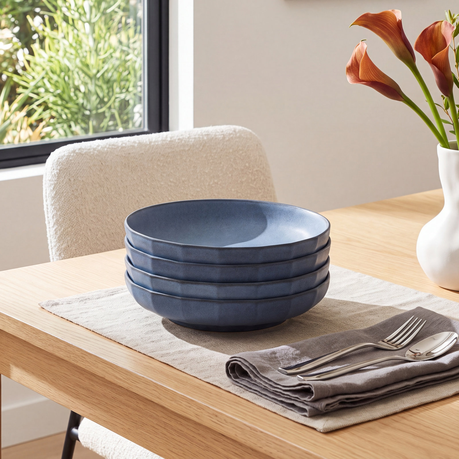 Rio Stoneware Pasta Bowl, Blue