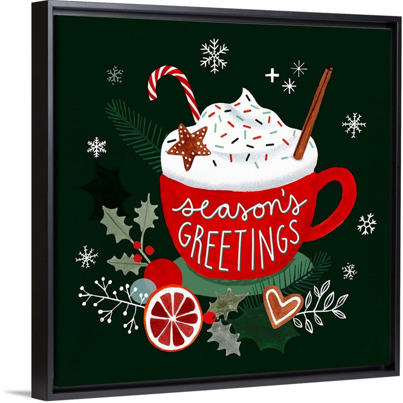«Christmas Comforts I» par Victoria Borges - reproduction d'art textuel sur toile, H 38 po x l 38 po x P 1,75 po, Cadre noir