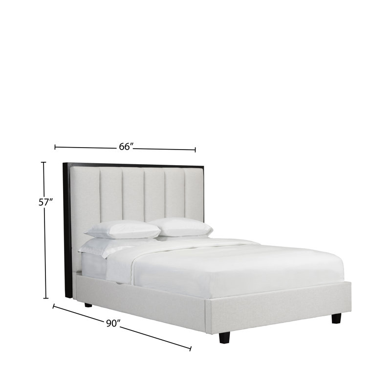 Lit plateforme en tissu d’ameublement Haywards, Blanc cassé, Grand