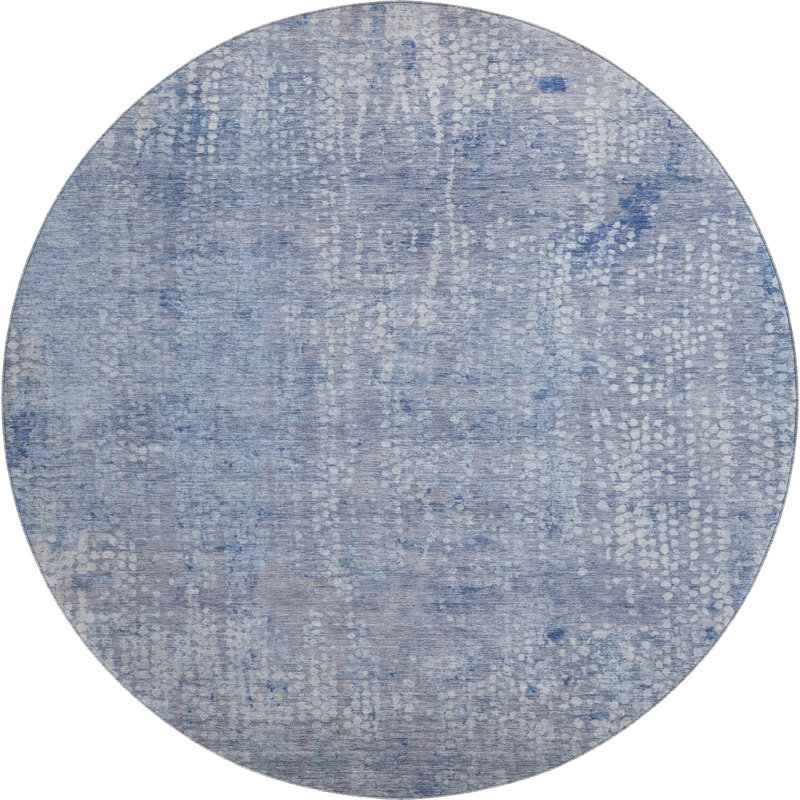 Premium Machine Washable Mayfield AMF2087 Abstract Rug, Blue, 8' Round