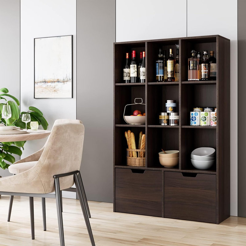Rayfus Bookcase Storage Bookcase, Brown