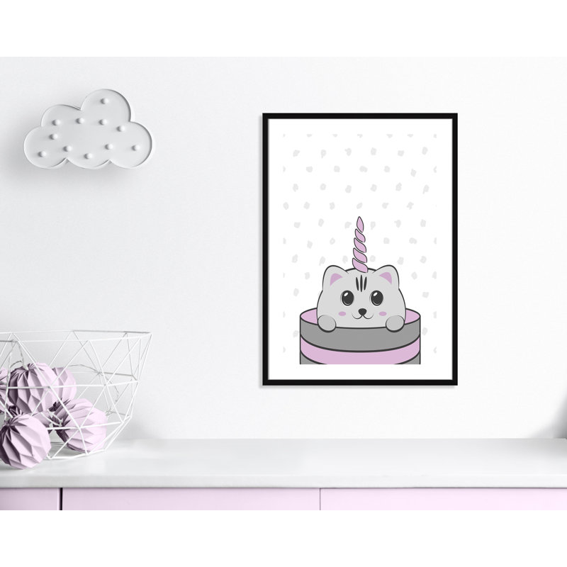 Caticorn I, art encadré, H 34,5 po x l 24,5 po x P 1,18 po, Structure noire