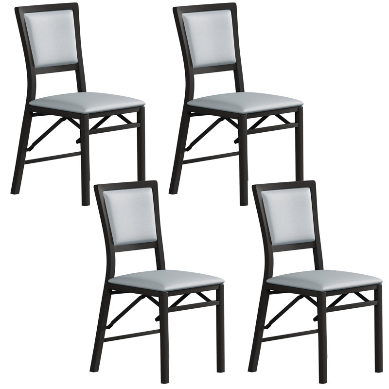 Upholstered Folding Dining Room Chairs Set Of 4, Faux Leather Parsons Dining Chairs, Kitchen Armless Side Chairs With Padded Seats