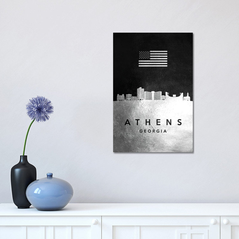 «Birmingham Alabama Silver Skyline» par Adrian Baldovino, impression sur toile tendue, Athens, Géorgie