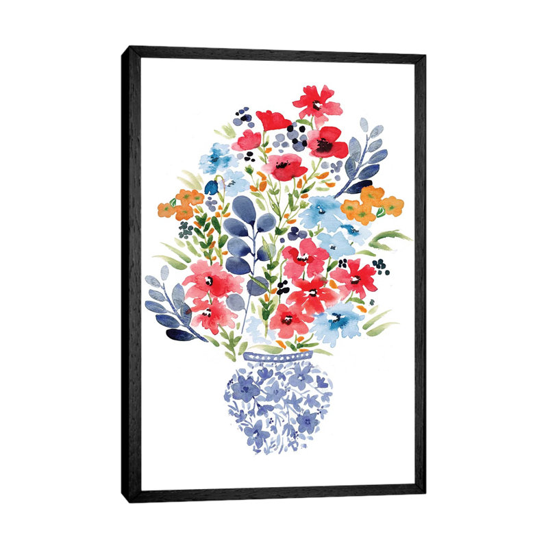Chinoiserie Floral by Bria Nicole - Print on Canvas, 66.04 cm H x 45.72 cm W, Black Framed