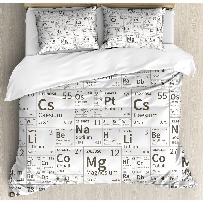 Periodic Table Modern & Contemporary Polyester Duvet Cover, Queen