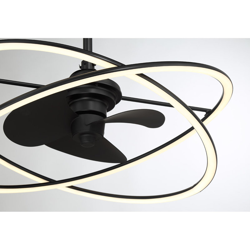 Ozetta 25" LED Fandelier in Matte Black with Remote Control, Matte Black