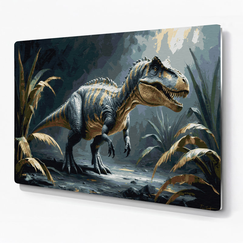 «Dinosaur Therizinosaurus», art mural en métal noir, H 16 po x l 20 po