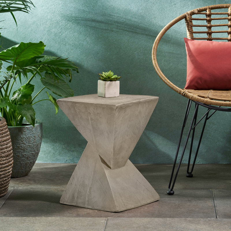 Versatile Modern Side Table Magnesium Oxide Indoor Outdoor Compact Spaces