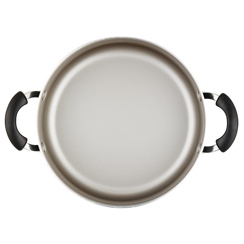 Farberware 6 Quart Black Aluminum Nonstick Stockpot with Glass Lid