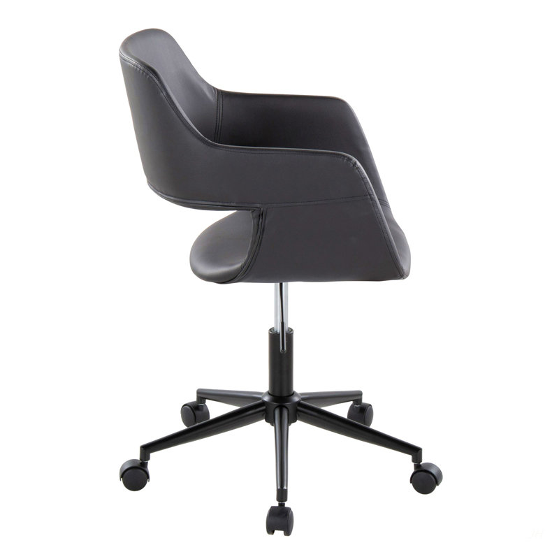 Contemporary Task Chair In Black Metal, Black, Black