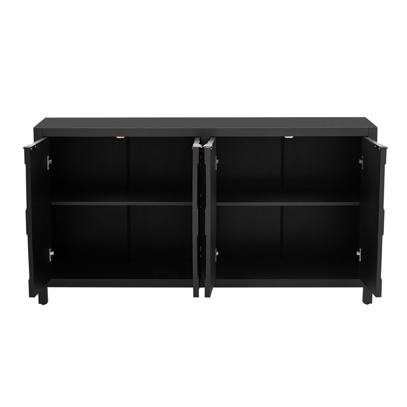 Buffet élégant avec portes en nid d'abeille, construction spacieuse et charmante à quatre portes Ustyle