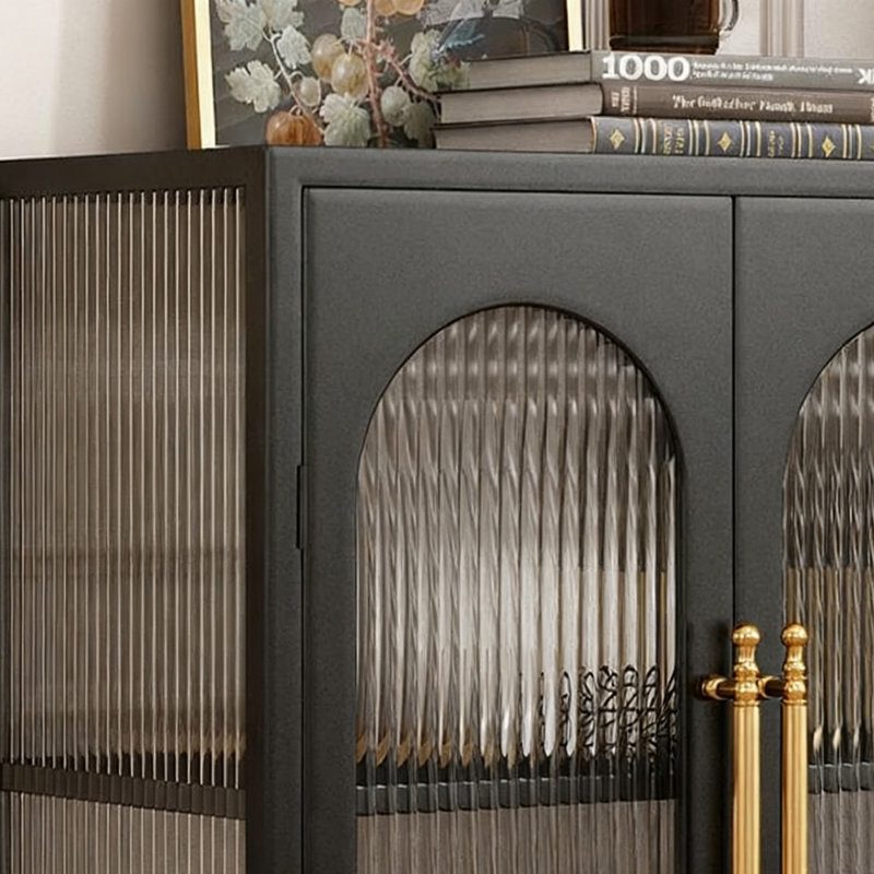 Buffet en métal noir, H 35,43 po x l 23,62 po x P 13,78 po
