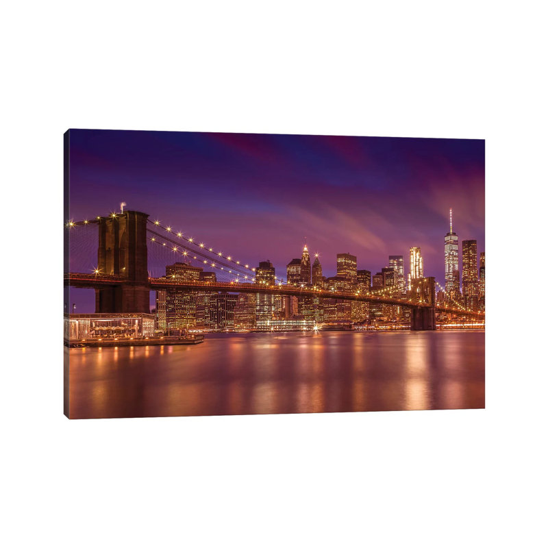 Brooklyn Bridge New York City Sunset by Melanie Viola - Wrapped Canvas Print, 66.04 cm H x 45.72 cm W x 3.175 cm D