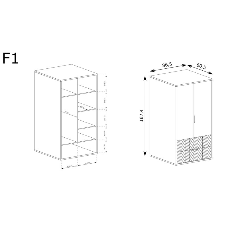 Two-Door Wardrobe Fonti F-1