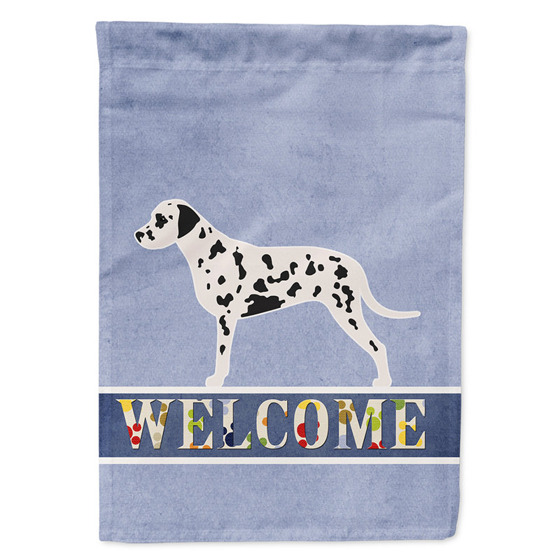 Polyester 2 côtés 40 x 28 po welcome drapeau maison, Dalmatien debout