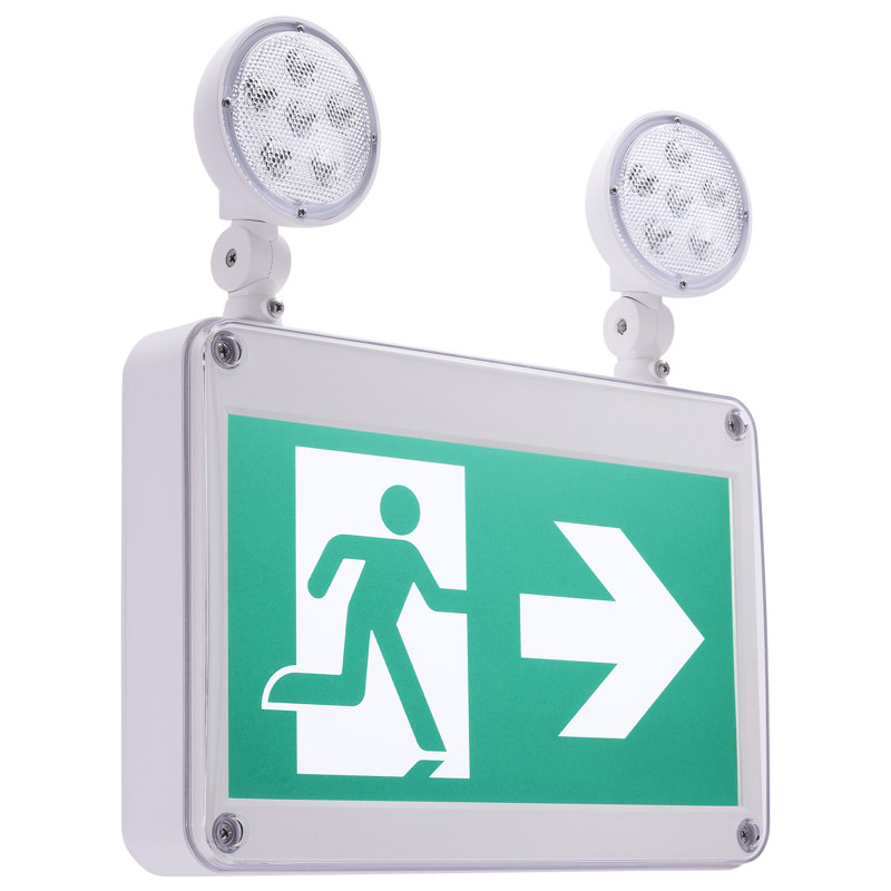 Running Man Green Combo Exit Sign/Emergency Light - 120/347V - 2HR Backup - Single/Dual Face - Universal Mounting - Wet Location - Low Temperature - Remote-Capable