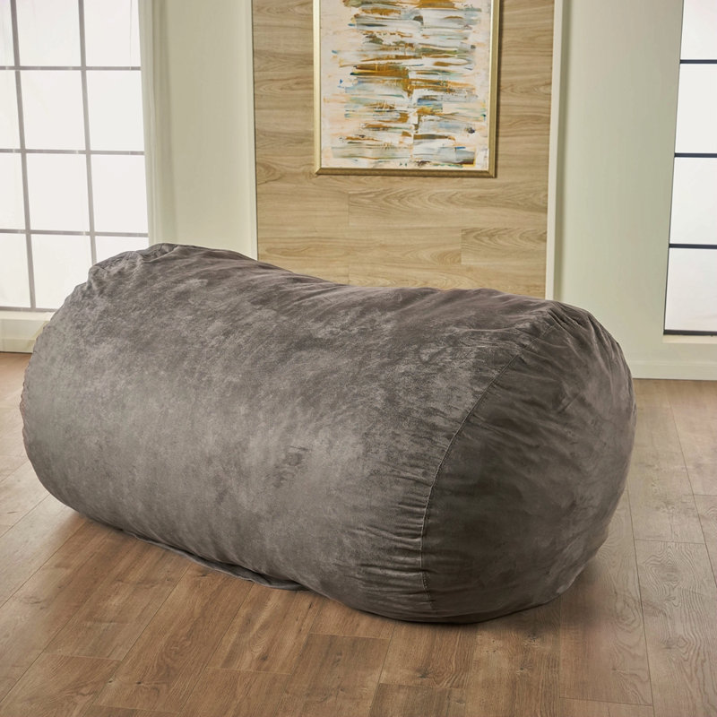 Pouf cylindrique en suède de microfibre 6,5 pi, Suède gris