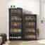 24" Side Wide Folding Storage Cabinet ,5 Tiers,23.62"×13.78"×59.84",Collapsible Storage Bins With Magnetic Door, Plastic Storage Cabinet With Wheels