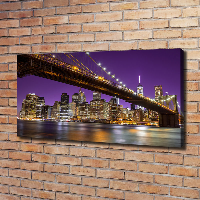 Manhattan By Night - Wrapped Canvas Print