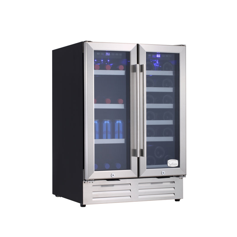 Sollevare Dual Zone 23.53'' 18 Bottle Wine & Beverage Refrigerator with French Doors