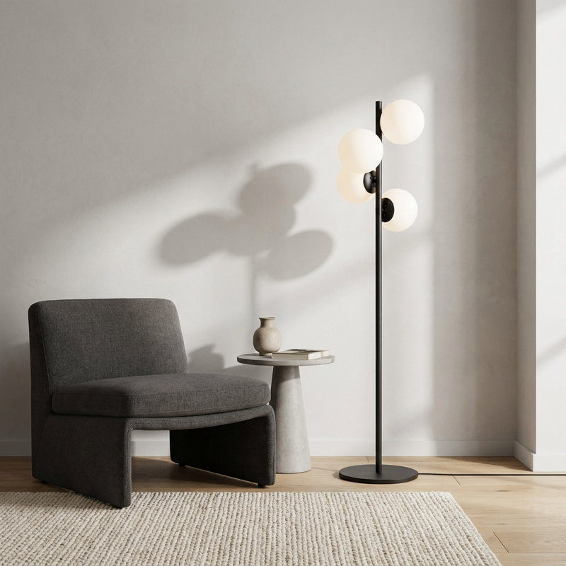 Four-Light Modern Glass Orb Floor Lamp
