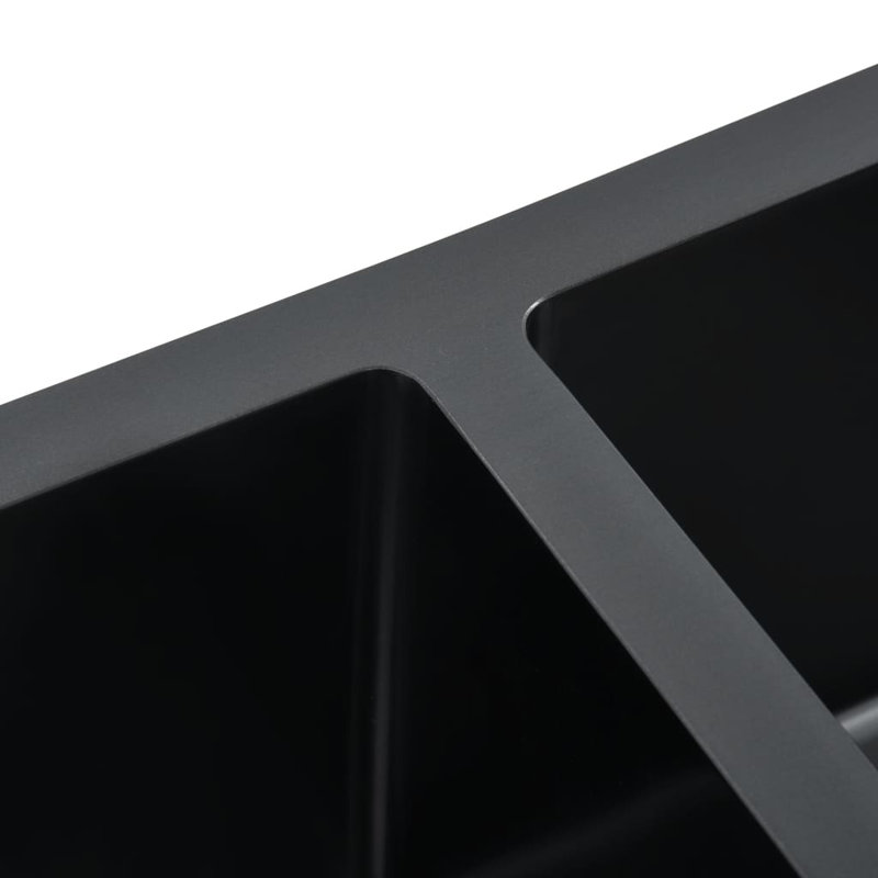 Évier de cuisine encastrable avec égouttoir en acier inoxydable VidaXL, Noir