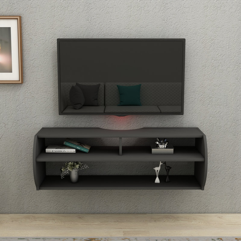 Linen Floating TV Stand for TVs up to 50", Anthracite