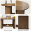 Table basse 47 "ovale cannelée - 2 niveaux, base double, Mid-Century / Boho - noyer