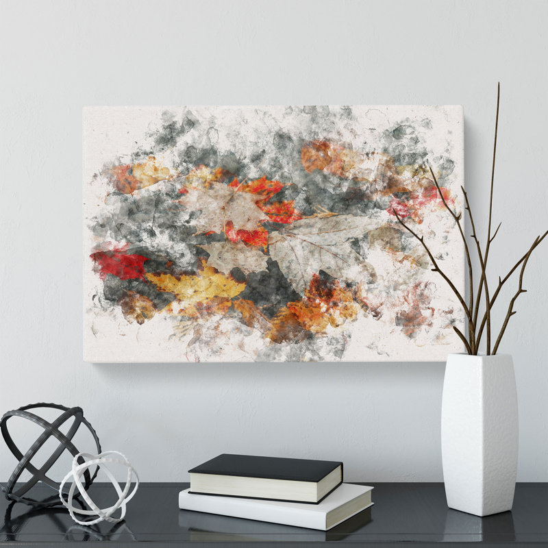 Leaves in Autumn Watercolour - Wrapped Canvas, 60cm H x 91cm W x 3cm D