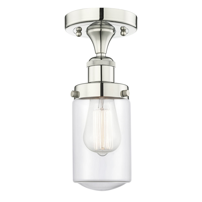Plafonnier semi-encastré en verre Erkson, Transparent, Nickel poli