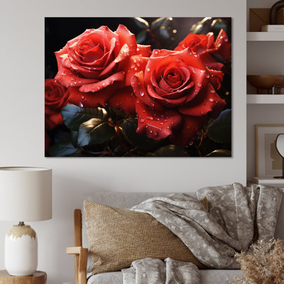 Roses rouges et noires lustrées du matin