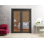 Portes coulissantes d'armoire Lucia 2166, fini noir mat, rails robustes, moulures, garnitures et quincaillerie incluses, en bois massif, pour portes de placard de chambre à coucher - 183 cm x 203 cm (2 x 91 cm x 203 cm) - Verre transparent