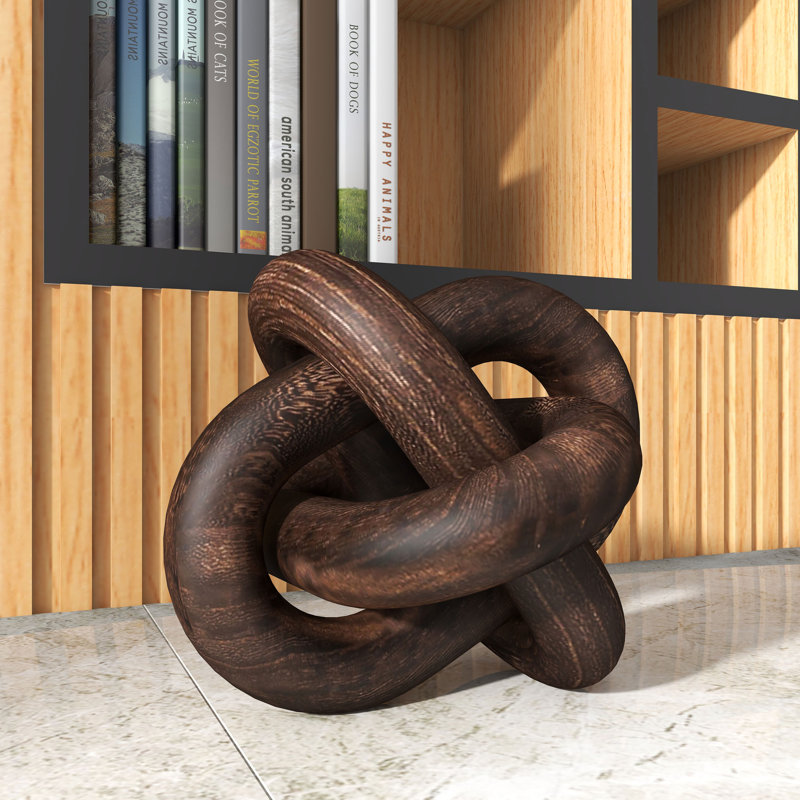Sculpture en bois Goliara, petit brun naturel, Brun foncé, H 9,5 po x l 9,5 po x P 9,5 po
