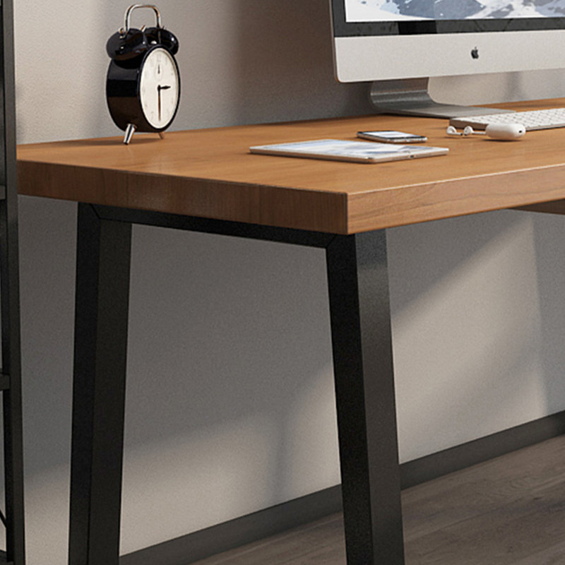 Bureau rectangulaire en bois massif brun clair, Marron clair, H 29,53 po x l 62,99 po x P 27,56 po