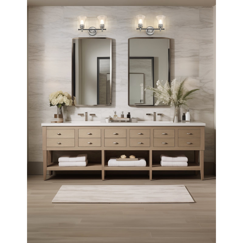 Coiffeuse Maston, H 10 po x l 16 po x P 6,75 po, Deux lumières, Nickel brossé