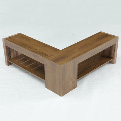 L-Shaped Corner Shoe Storage Bench for Entryway, Farmhouse Dining Table with Storage