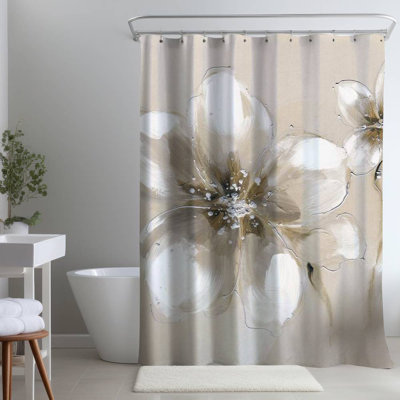 Floral – Polyester Shower Curtain, Dye Sublimation Print, 71" W × 74" L