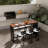 7 Pieces Rectangle Outdoor Patio Bar Dining Set with Teak Table and Chairs for 6 Person