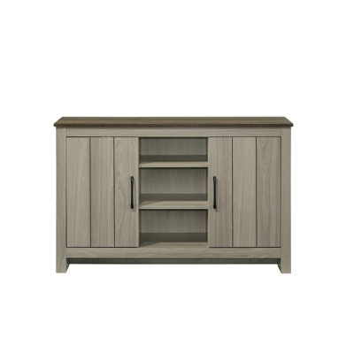 Armoire à finition chêne gris avec tablettes et portes d'armoire
