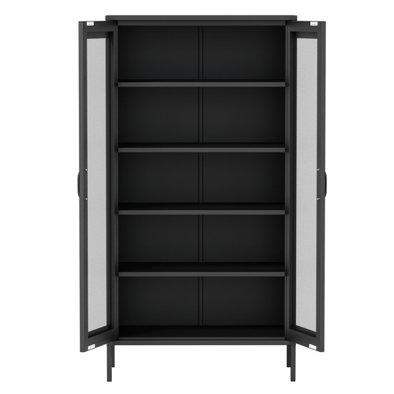 Armoire de rangement simple en acier Demitrios (H 72,83 po x l 31,5 po x P 15,75 po), Noir, noir, noir, noir
